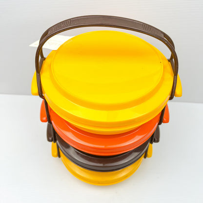 Retro Colourful Plastic Storage Container Set with Carry Handle