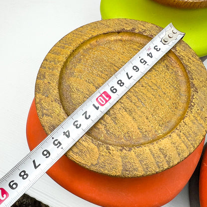 Retro Orange, Green and Brown Plastic Storage Canisters with suction wood look lids - NX Plastics Made in Australia