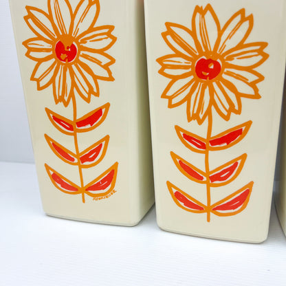 Vintage Nylex Orange Flower Plastic Kitchen Canister Set of 5 - Made in Australia