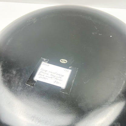 Retro Orange Large Round Plastic Serving Tray with Black Retro Pattern 39.5cm Diameter