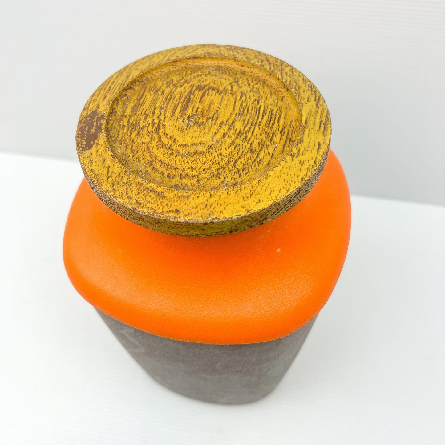 Retro Orange & Brown Plastic Storage Container