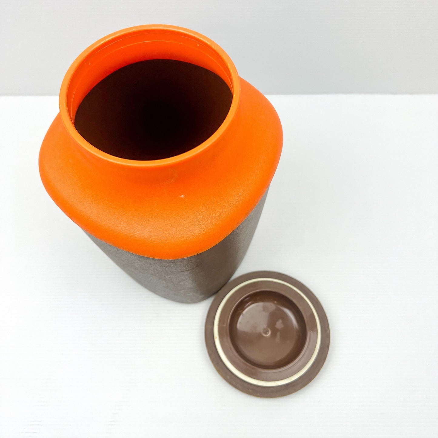 Retro Orange & Brown Plastic Storage Container