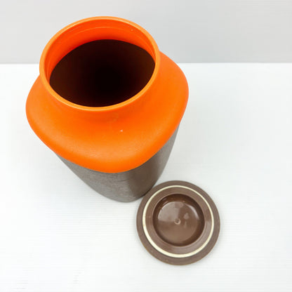 Retro Orange & Brown Plastic Storage Container