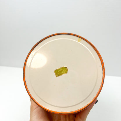 Retro Orange Metal Storage Tin with vegetable artwork