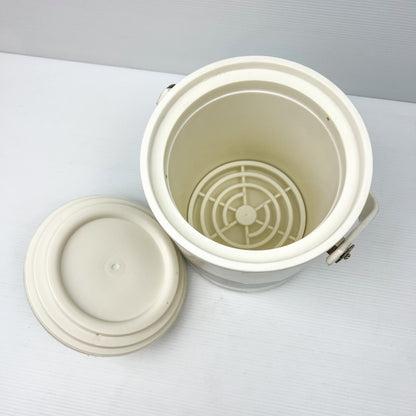 White and Gold Plastic Icd Bucket with clouds and birds artwork