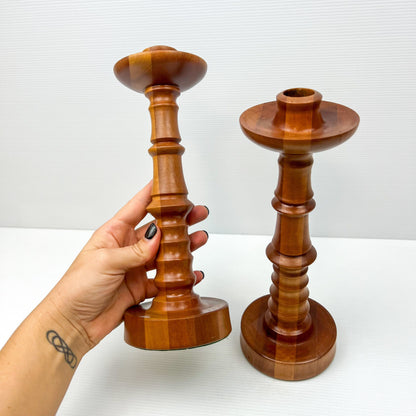 Pair of Wooden Candlestick Holders