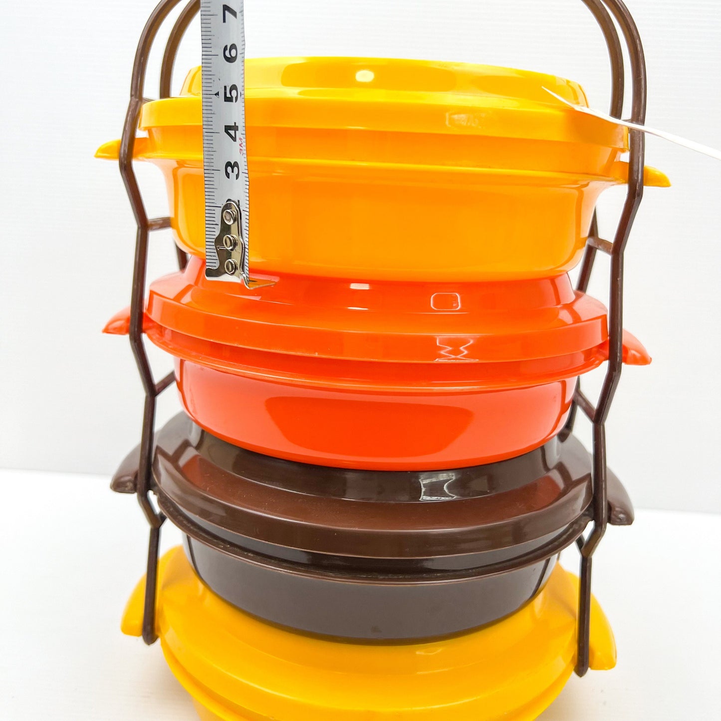Retro Colourful Plastic Storage Container Set with Carry Handle