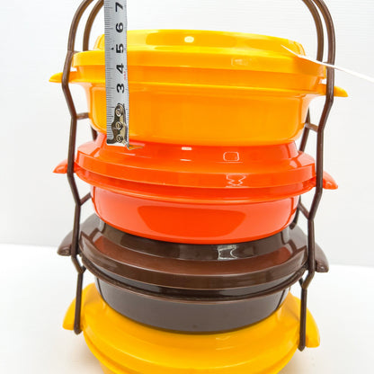 Retro Colourful Plastic Storage Container Set with Carry Handle