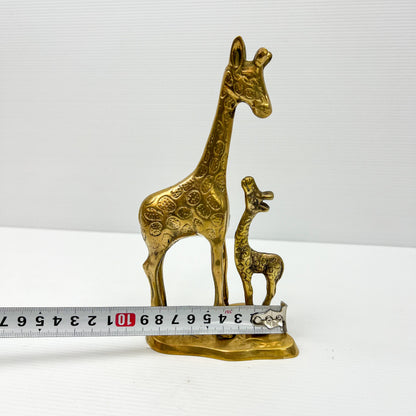 Brass Giraffe Mother & Baby Statue