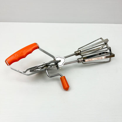 Retro Orange Handle Hand Whisk Egg Beater - Stainless Steel - Made in Japan
