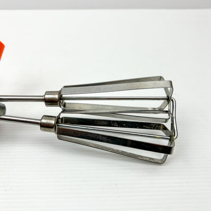 Retro Orange Handle Hand Whisk Egg Beater - Stainless Steel - Made in Japan