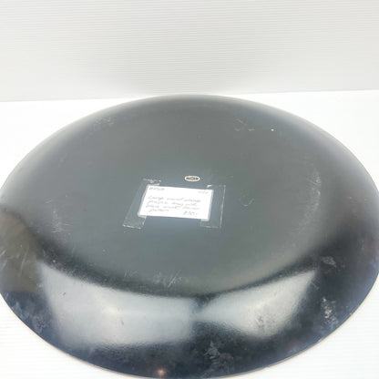 Retro Orange Large Round Plastic Serving Tray with Black Retro Pattern 39.5cm Diameter