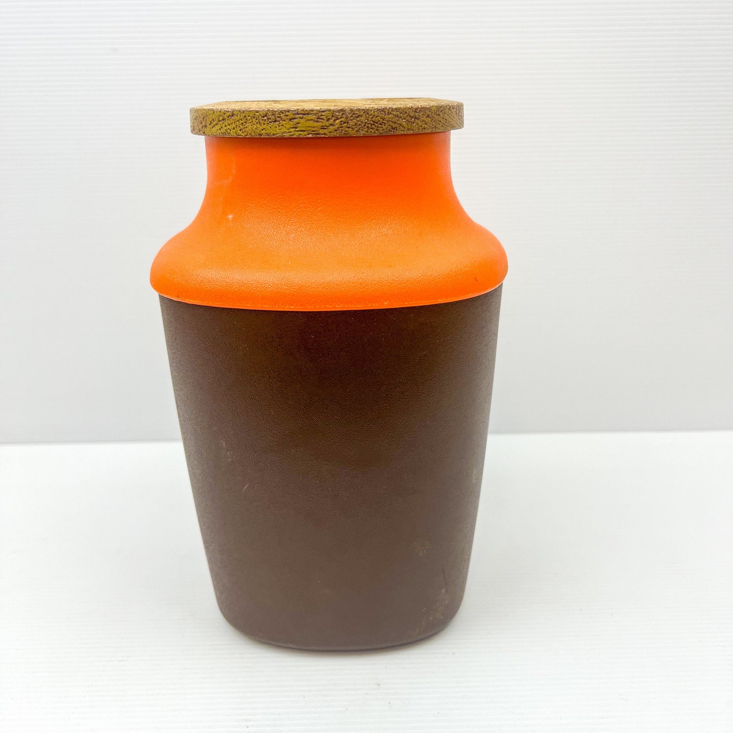 Retro Orange & Brown Plastic Storage Container