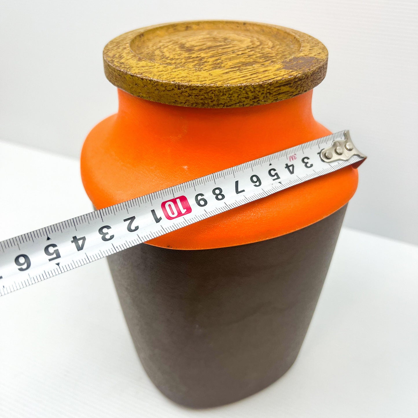 Retro Orange & Brown Plastic Storage Container