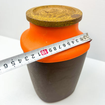Retro Orange & Brown Plastic Storage Container