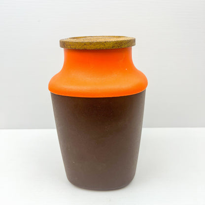 Retro Orange & Brown Plastic Storage Container