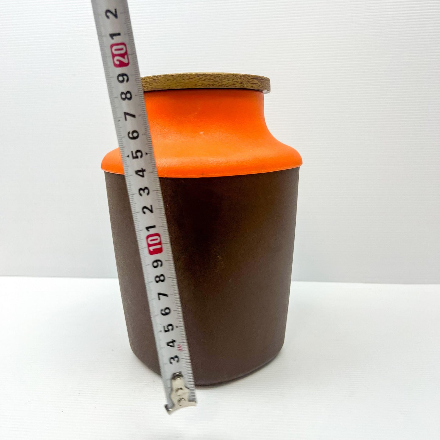 Retro Orange & Brown Plastic Storage Container