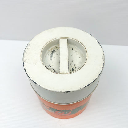 Retro Orange Metal Storage Tin with vegetable artwork