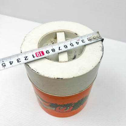 Retro Orange Metal Storage Tin with vegetable artwork