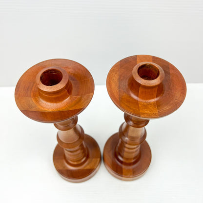 Pair of Wooden Candlestick Holders
