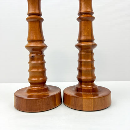 Pair of Wooden Candlestick Holders