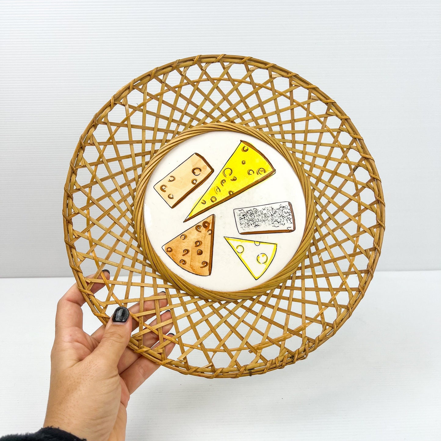 Cheese Tile Cane Round Plate
